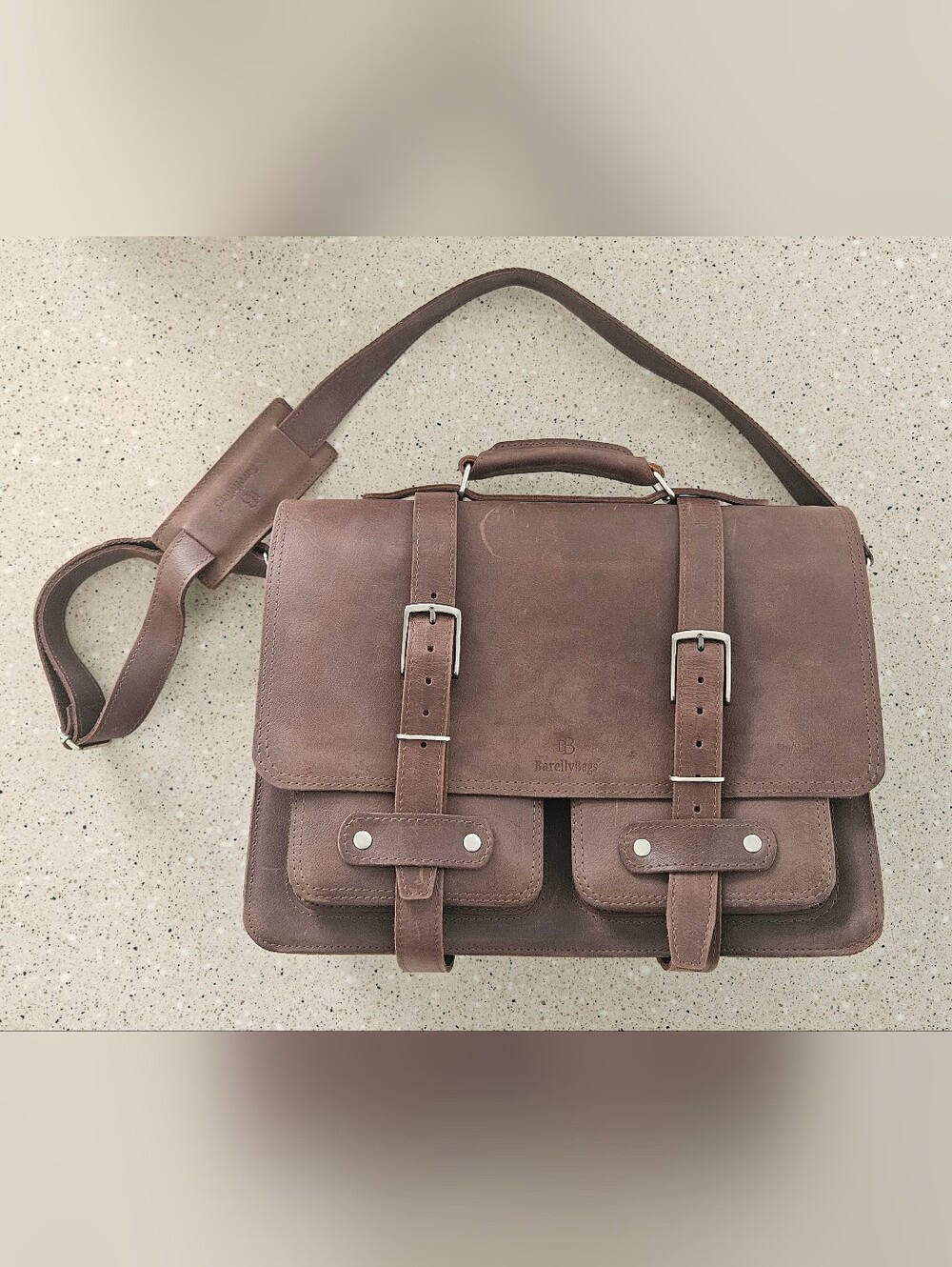 NEW Men's Brown Genuine Leather Messenger Bag Work Briefcase Distressed Style